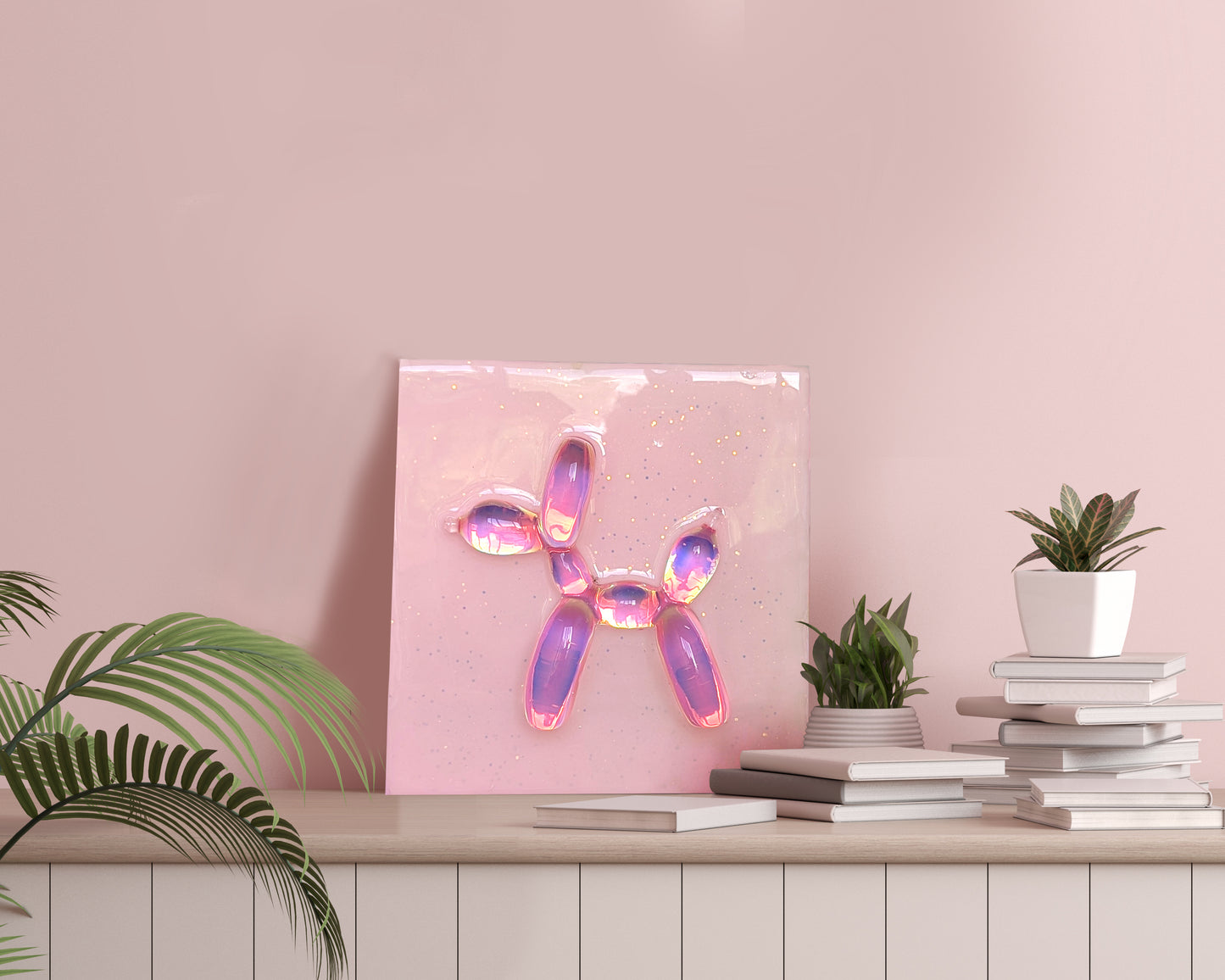 כלב בלונים ורוד הולוגרפי