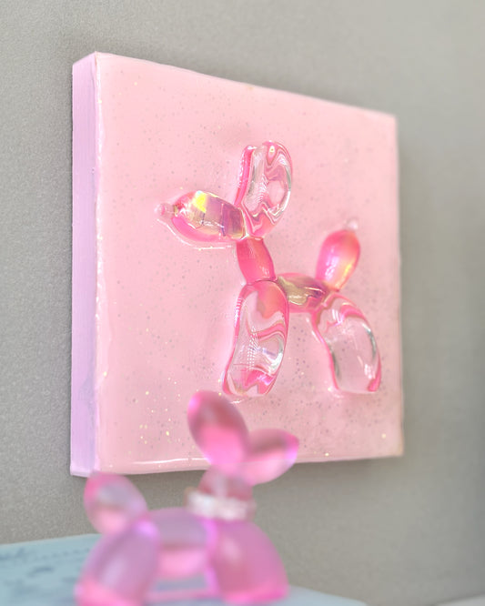 כלב בלונים ורוד הולוגרפי