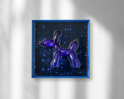 Dark Blue Holographic Balloon Dog Wall Hanging Pop Art