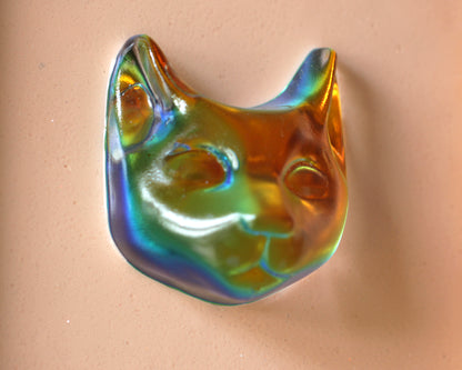 Wall decor of a holographic cat pop art