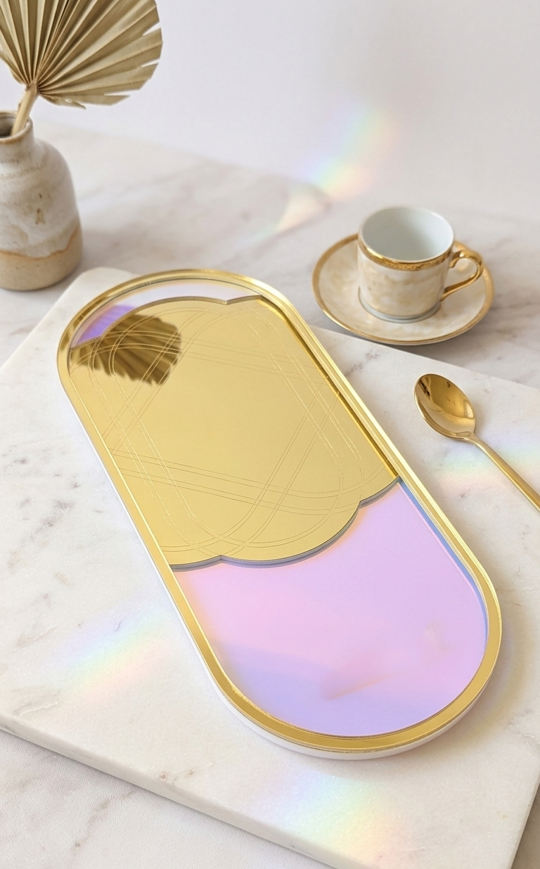 Gold Mirror Holographic Jewelry Tray