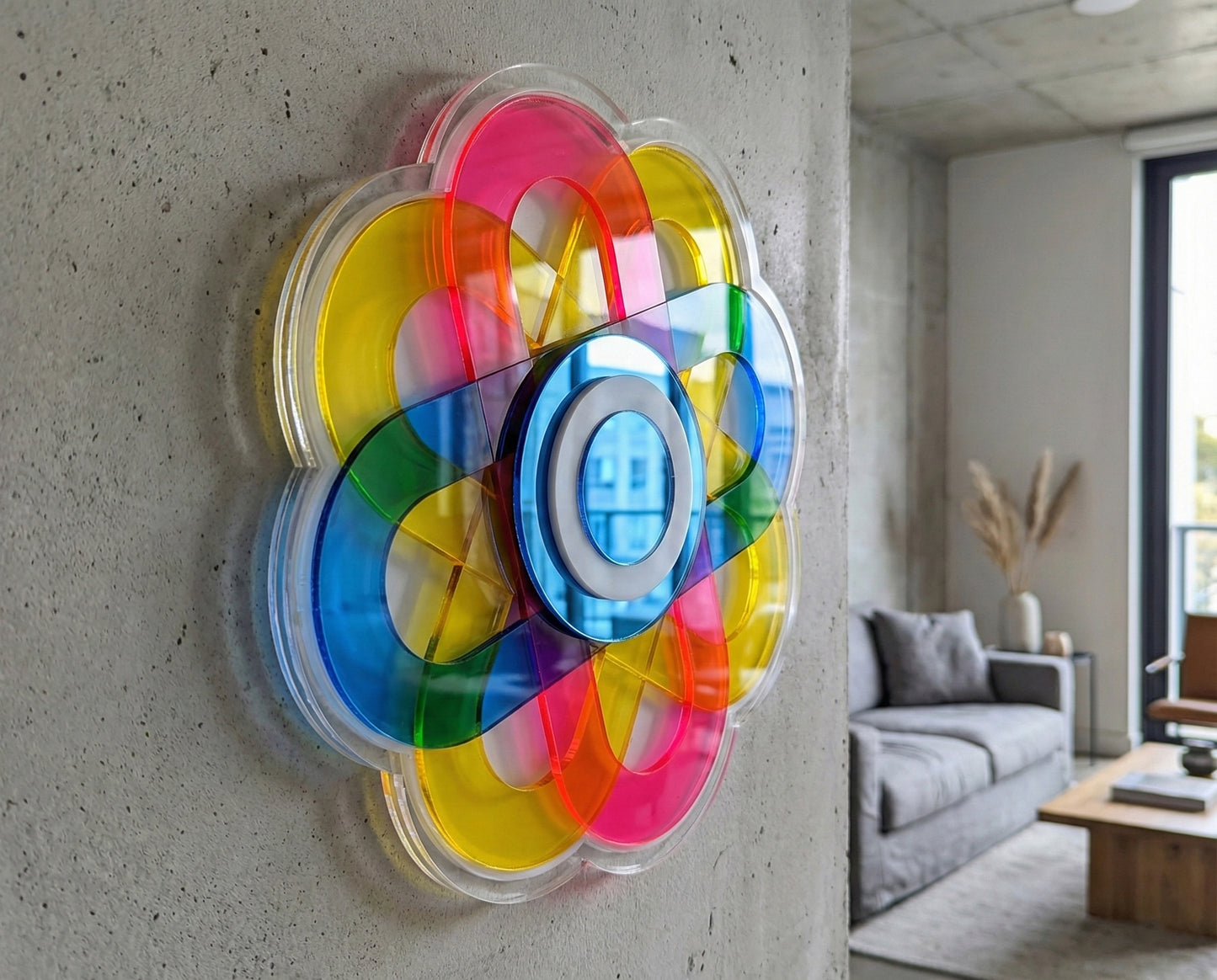 תכשיט קיר פרח צבעוני