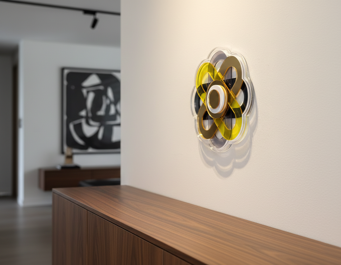 תכשיט קיר פרח עם מראה זהב