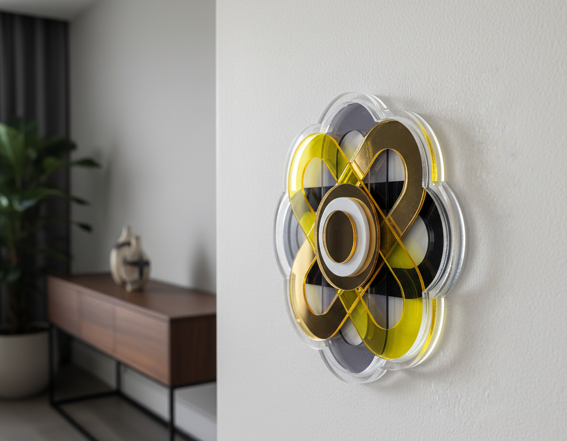 תכשיט קיר פרח עם מראה זהב