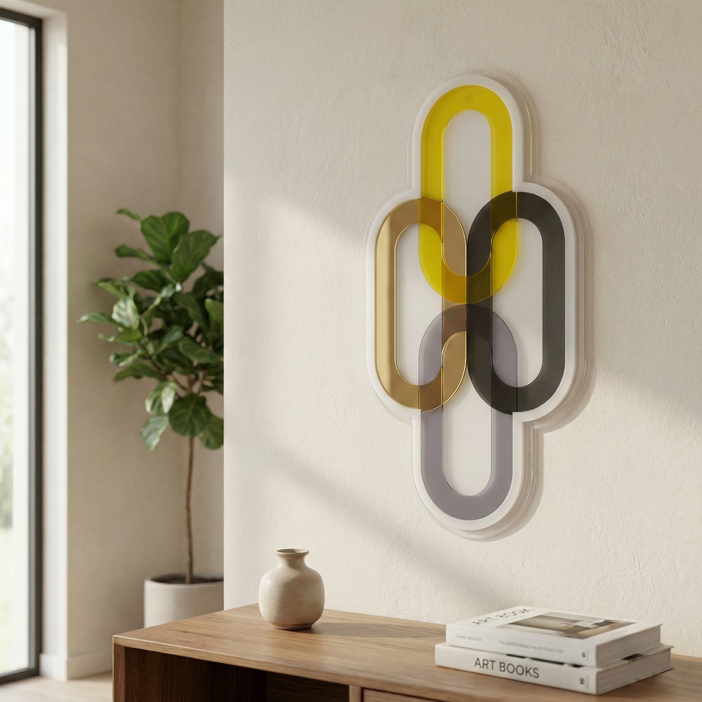 תכשיט קיר משולב מראה זהב