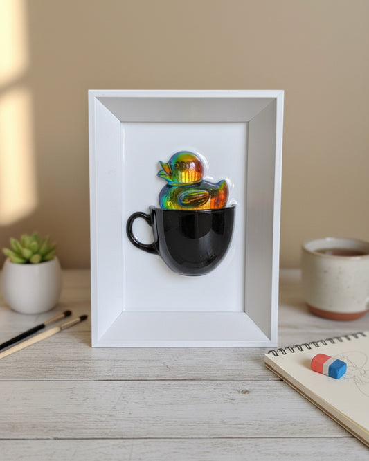 ברווז בכוס - לבן שחור הולוגרפי