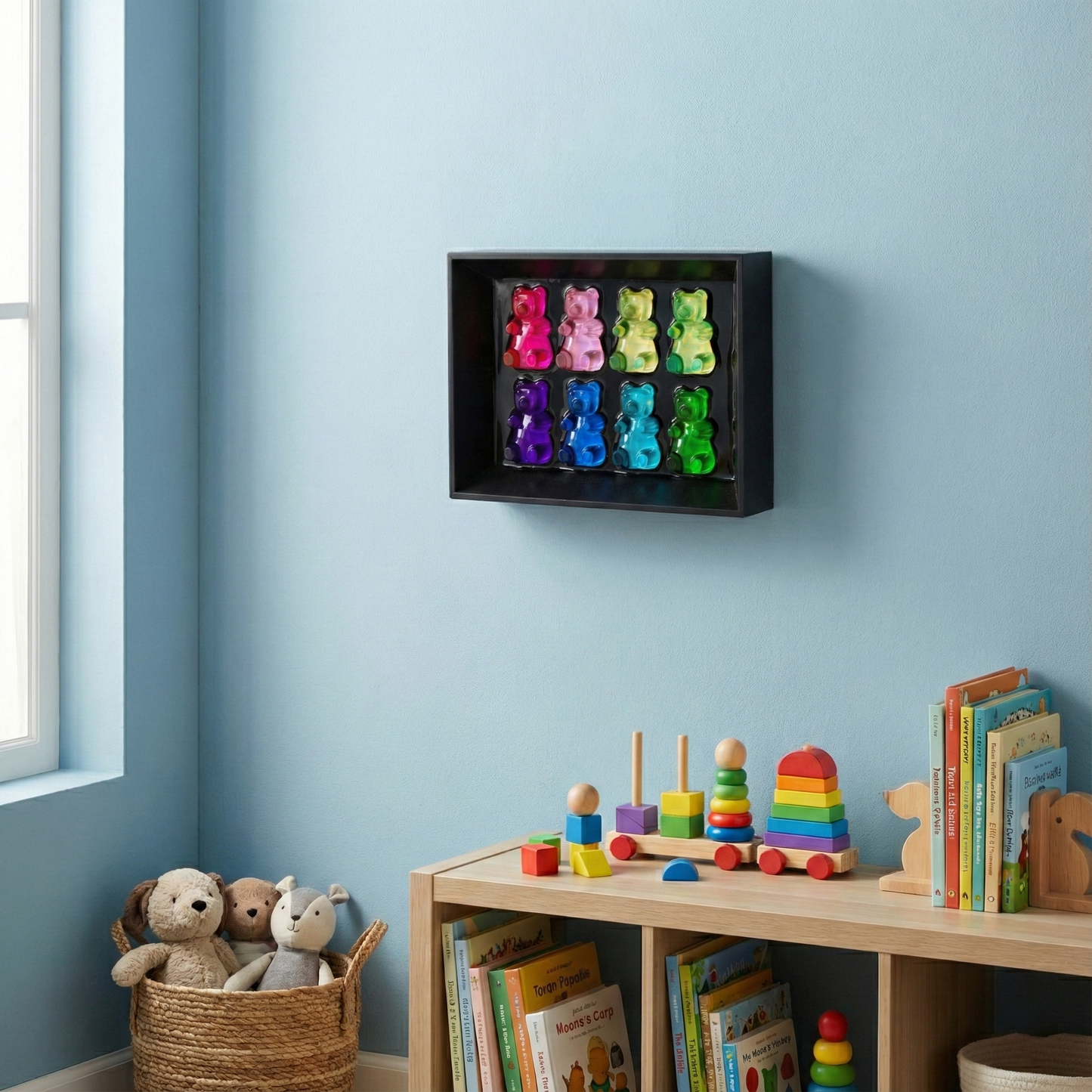 שמיניית דובונים על רקע שחור