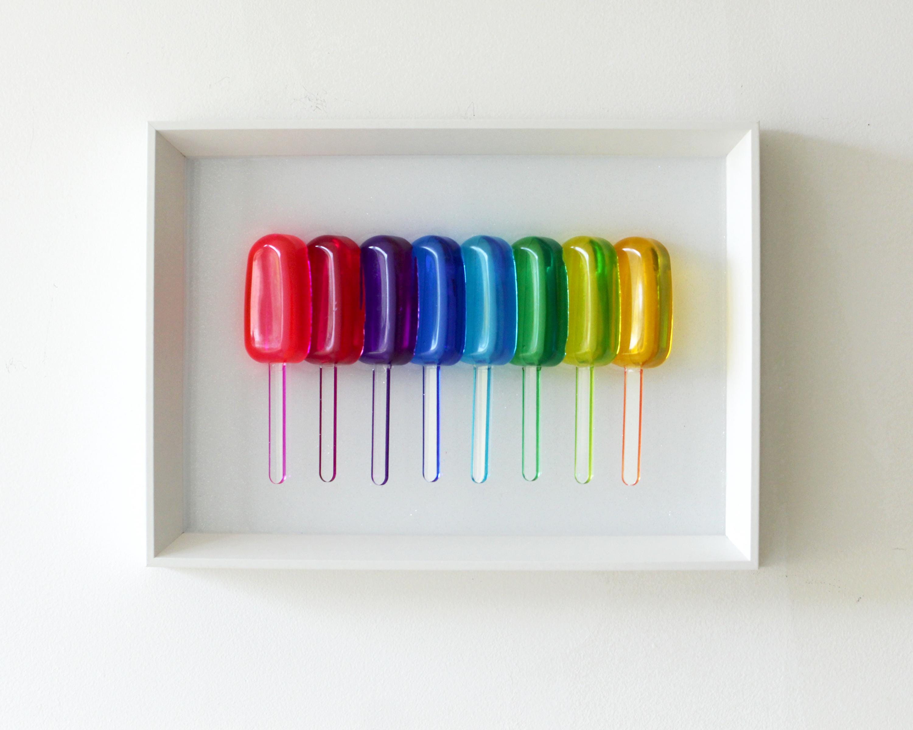 Kids room decor of a rainbow popsicles wall art | colorful modern home decor