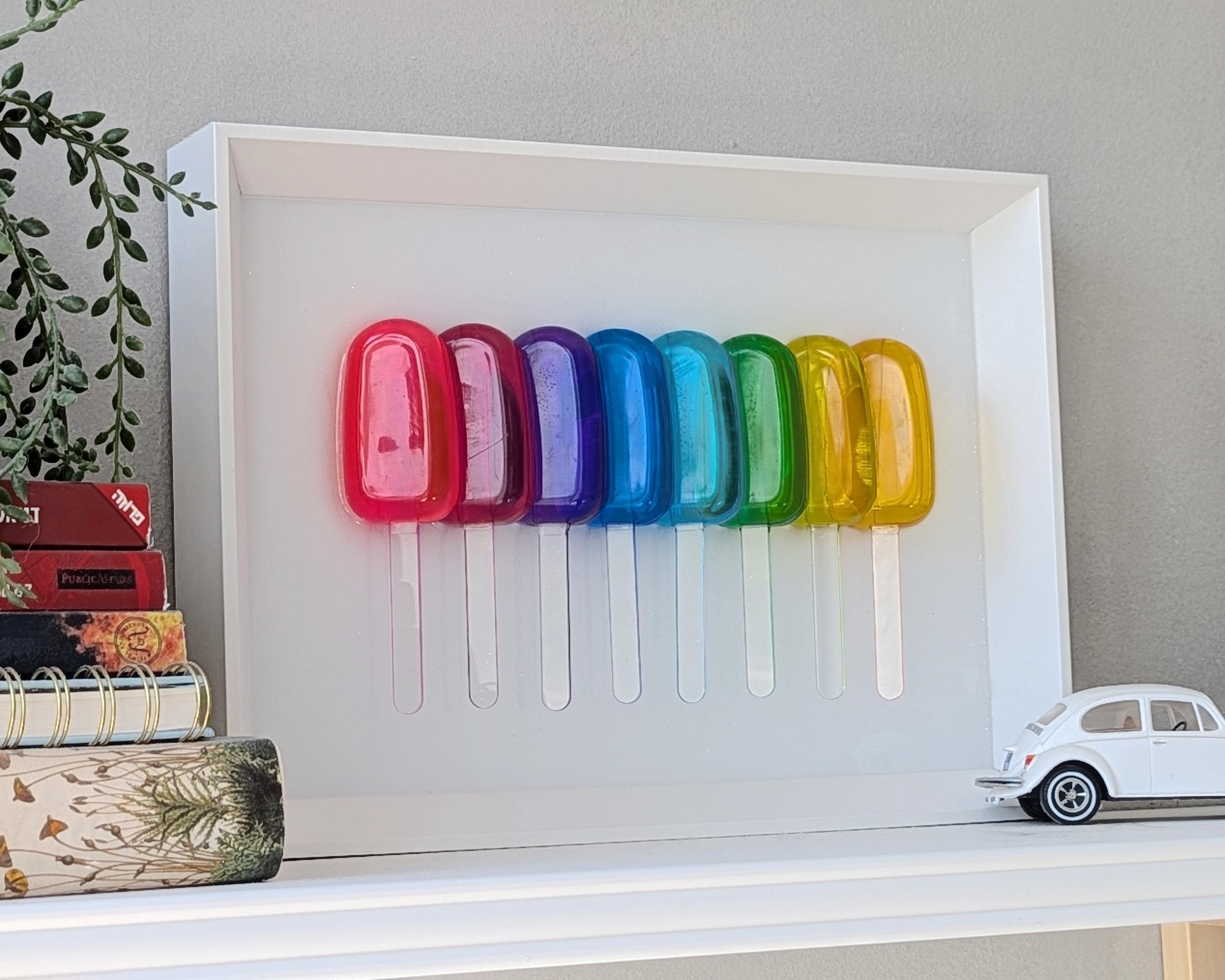 Kids room decor of a rainbow popsicles wall art | colorful modern home decor