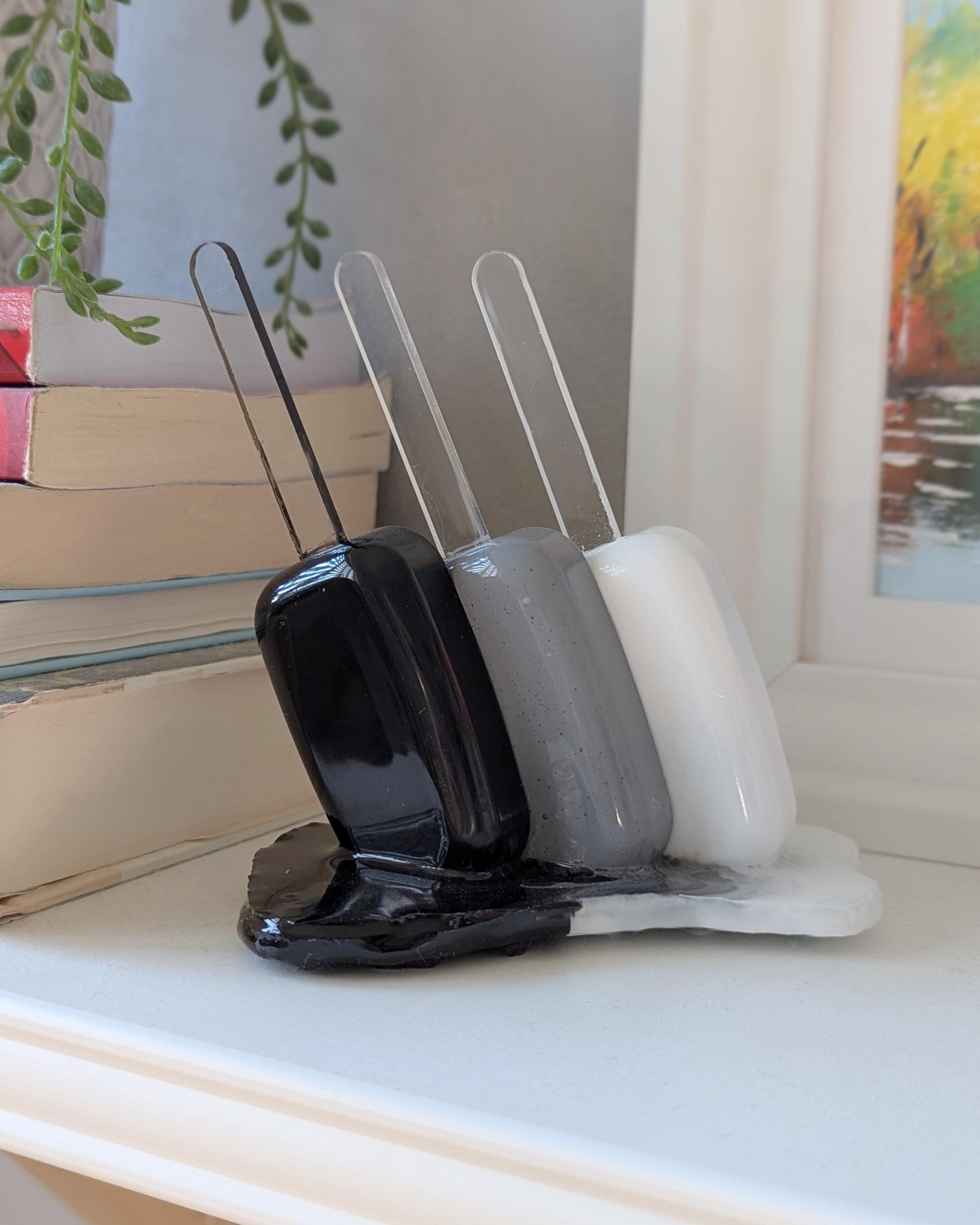 Black and White Melting Popsicle Sculpture