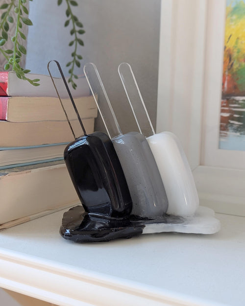 Black and White Melting Popsicle Sculpture