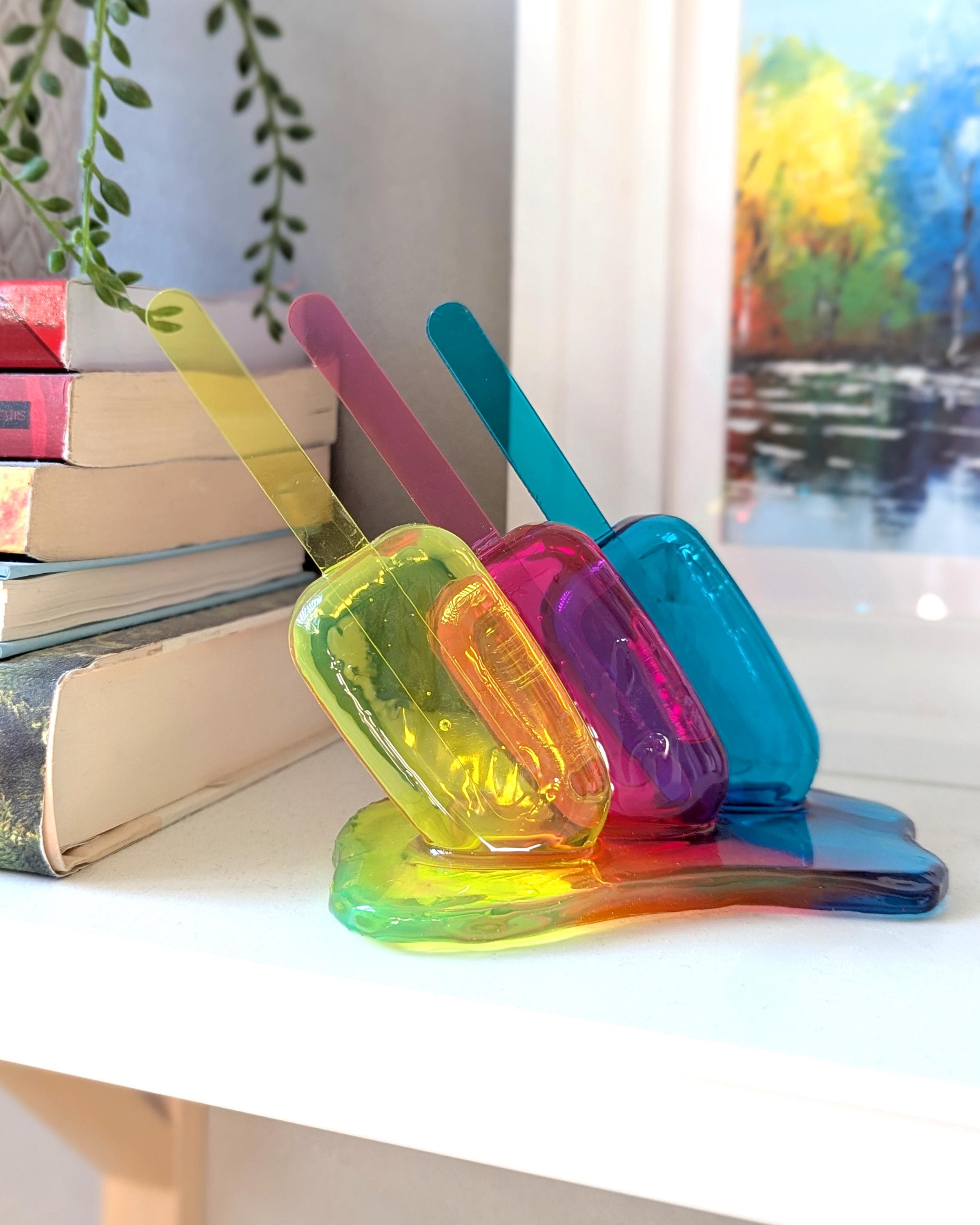 Handmade CMY Resin Popsicle Sculpture