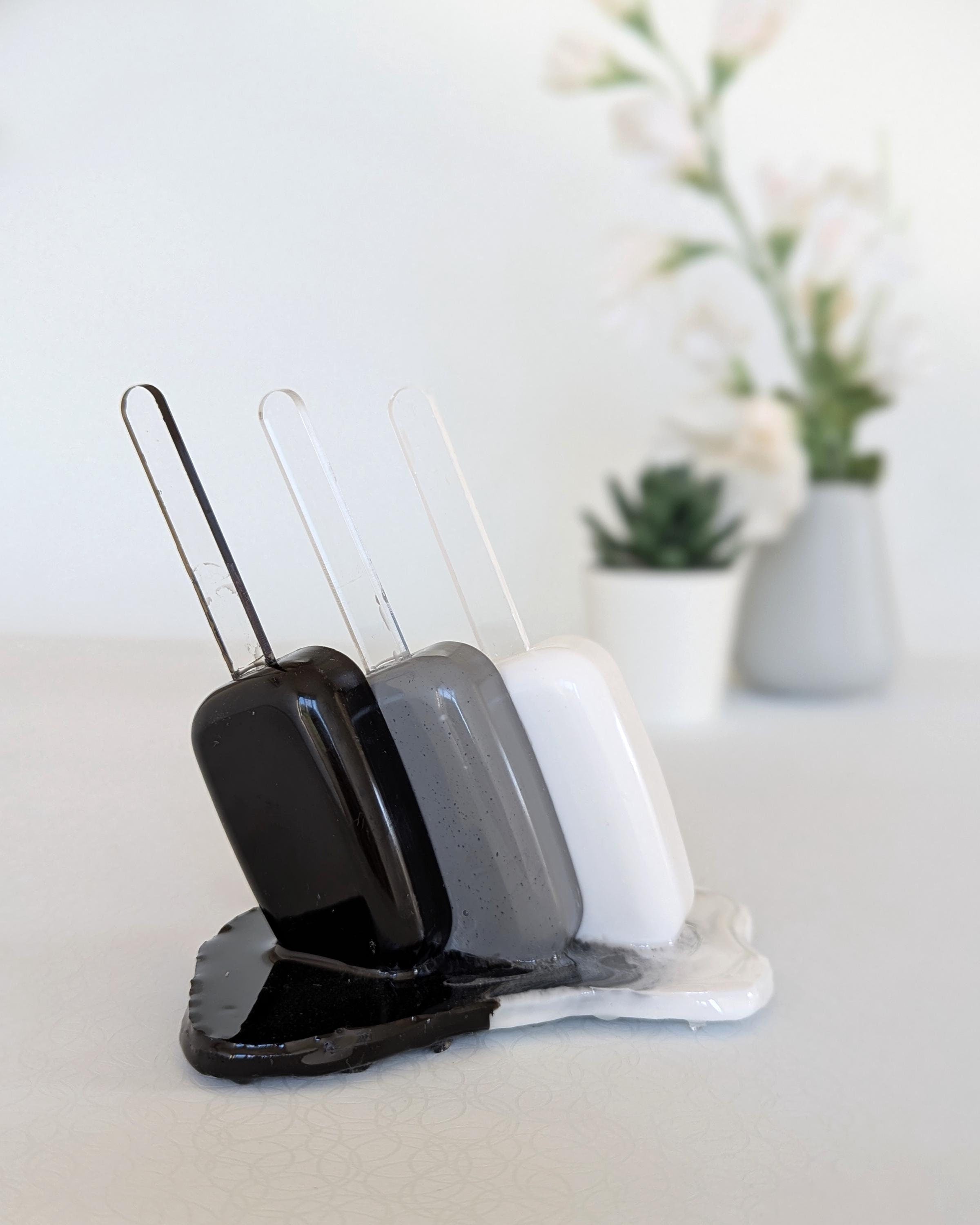 Black and White Melting Popsicle Sculpture