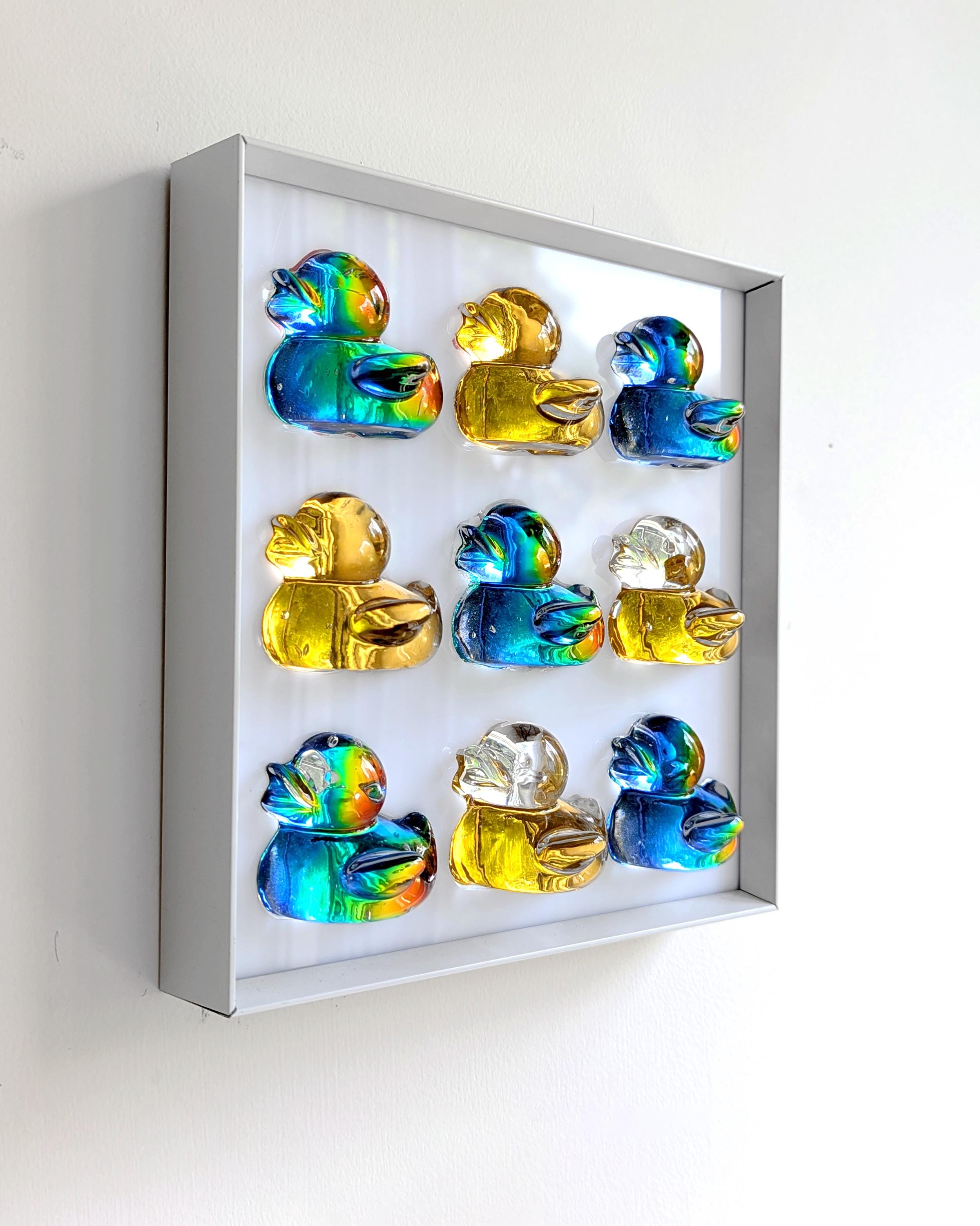 Bathroom Decor of Holographic Duck Flock Art