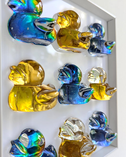 Bathroom Decor of Holographic Duck Flock Art