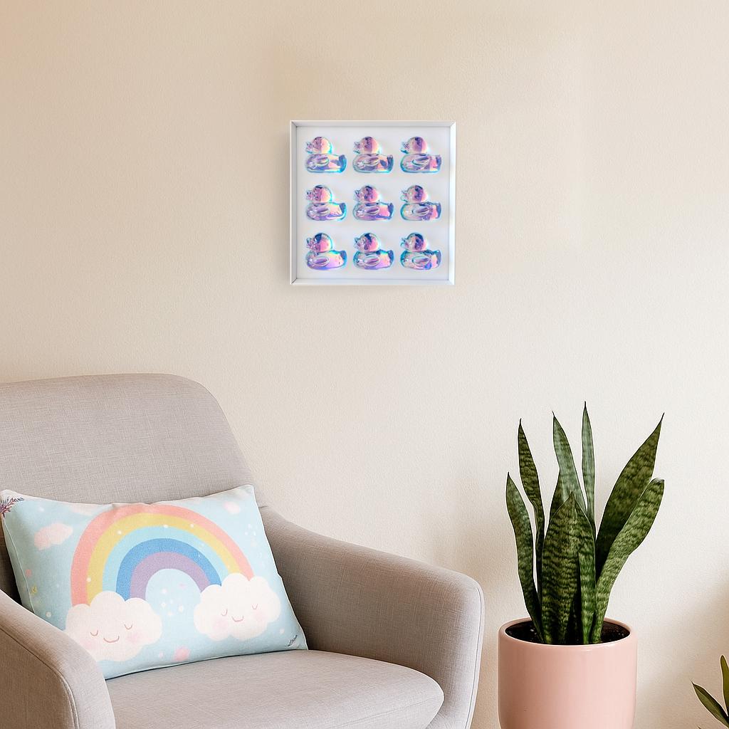 Iridescent Ducks Pop Art in Metal Frame
