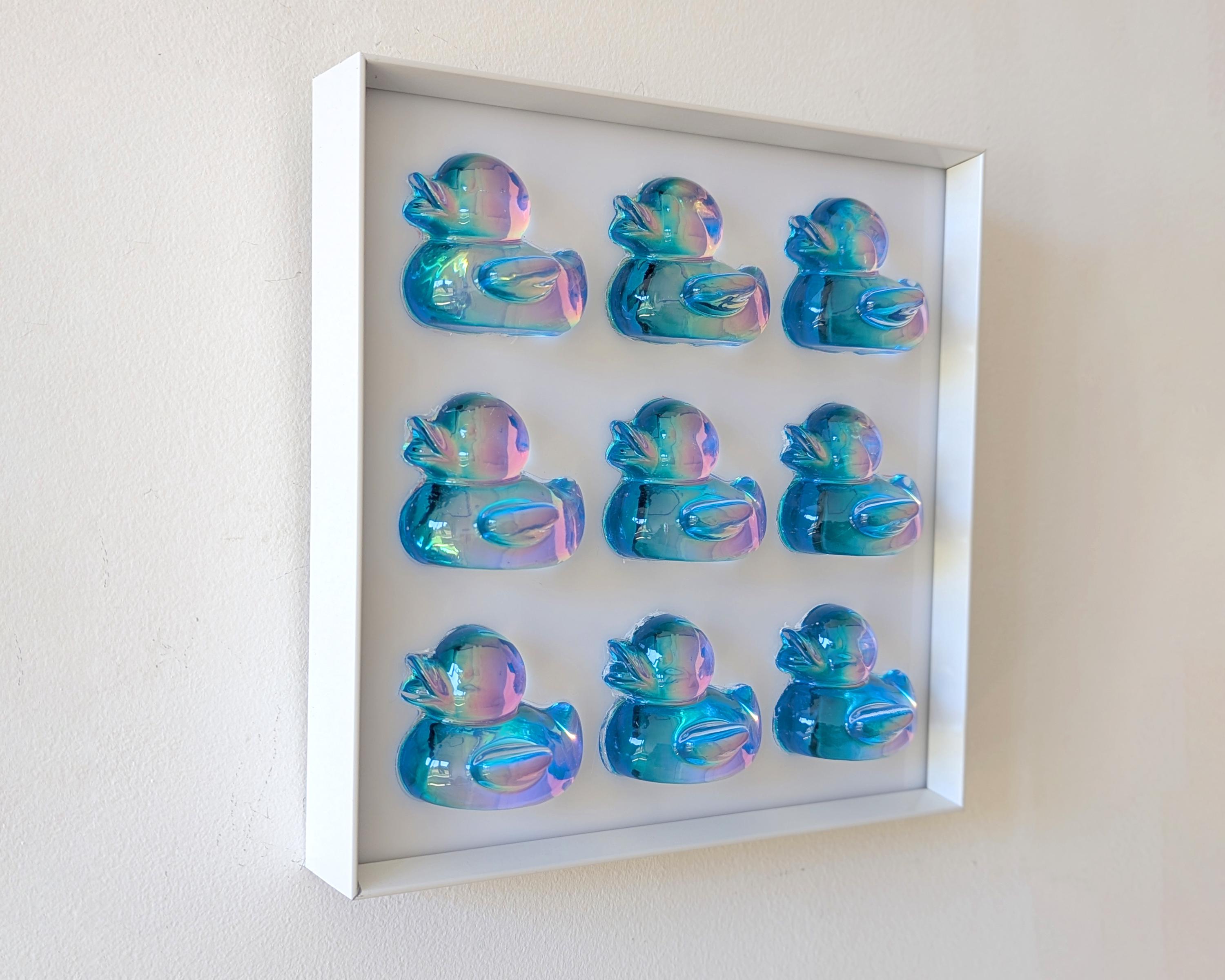 Iridescent Ducks Pop Art in Metal Frame