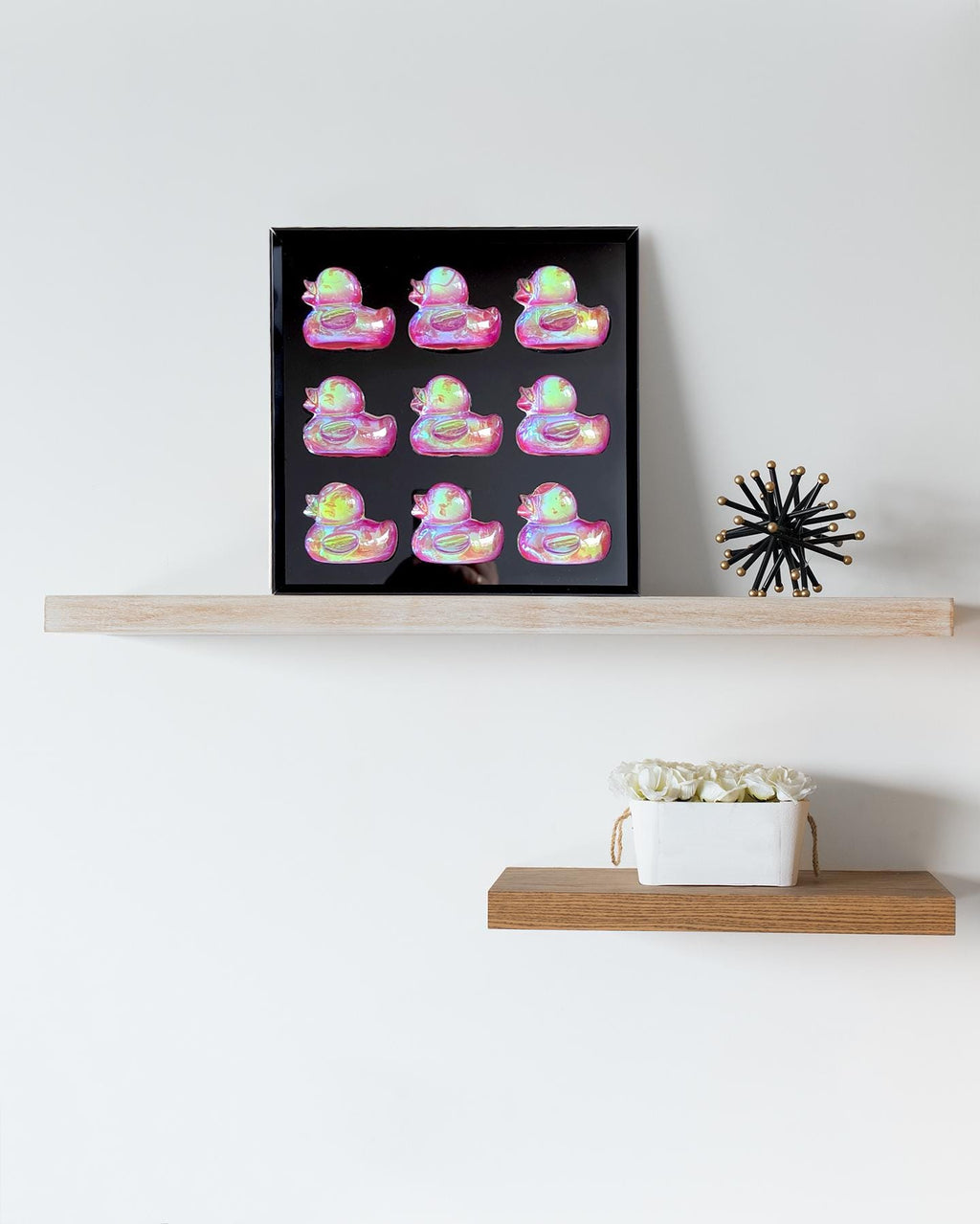 Holographic Ducks Pop Art: 3D Resin Wall Hanging