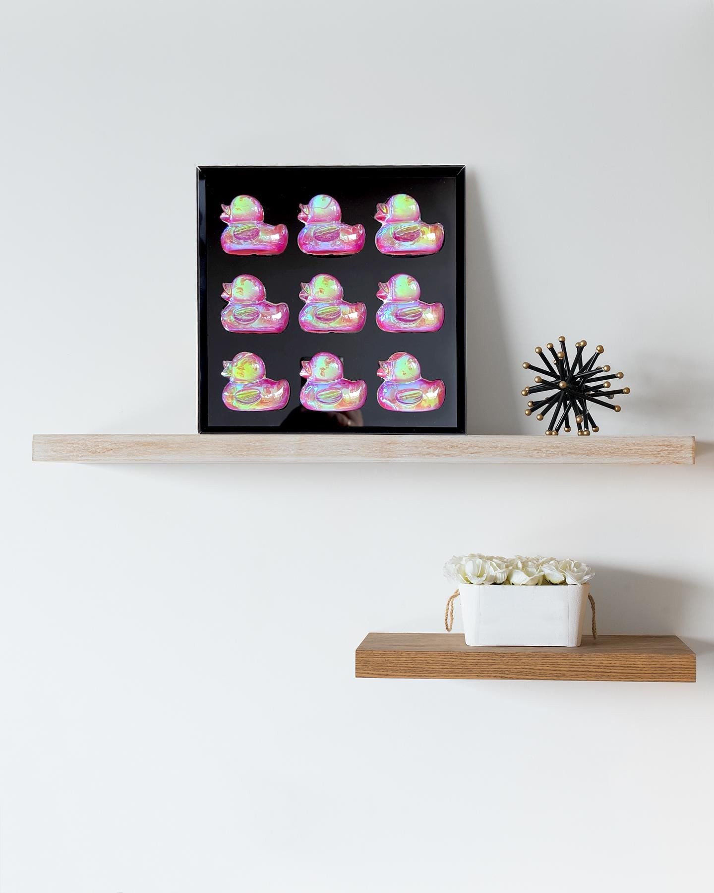 Holographic Ducks Pop Art: 3D Resin Wall Hanging