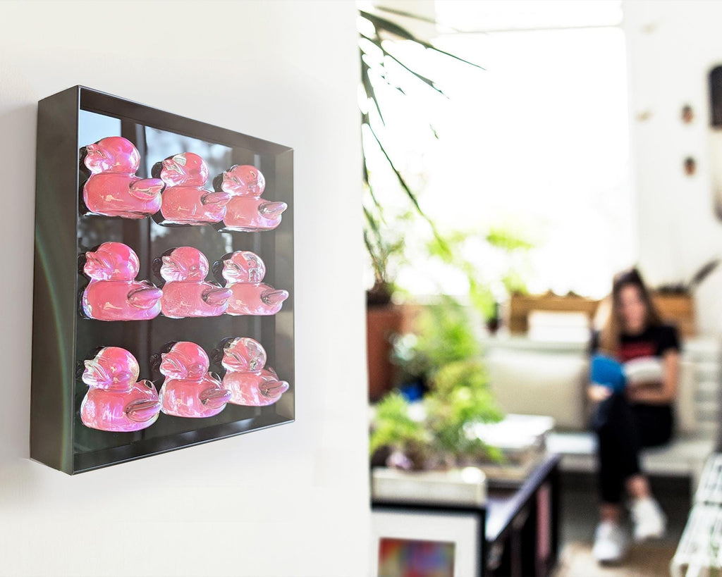 Holographic Ducks Pop Art: 3D Resin Wall Hanging
