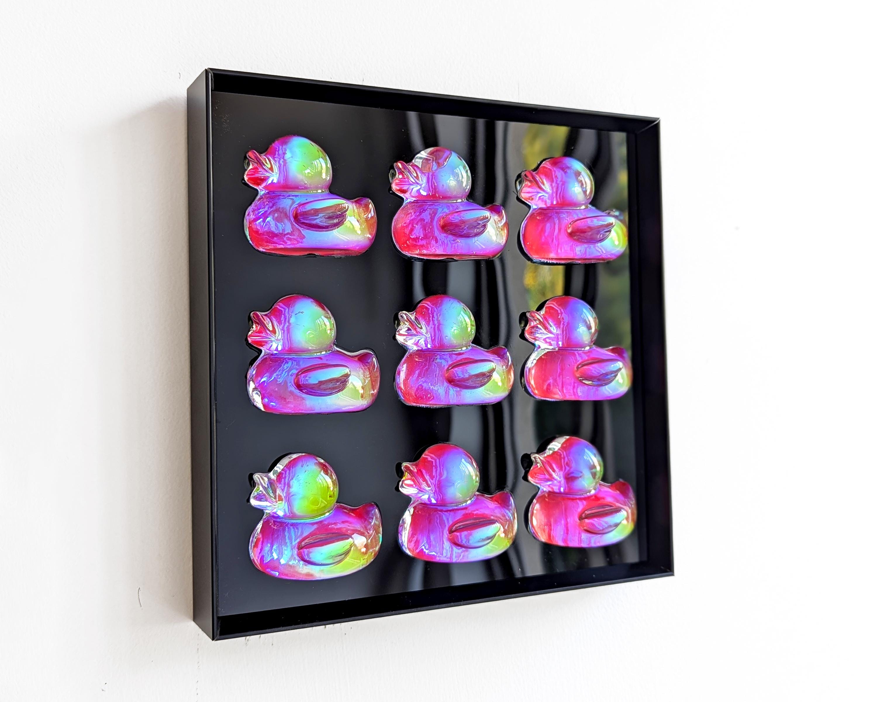 Holographic Ducks Pop Art: 3D Resin Wall Hanging