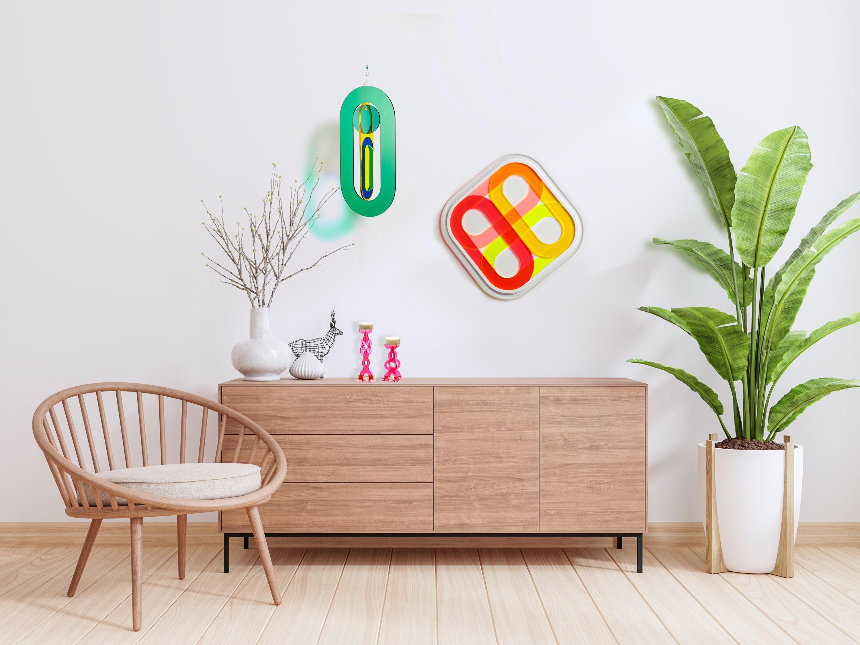 Fluorescent Layered Yellow Orange Pink Home Accents