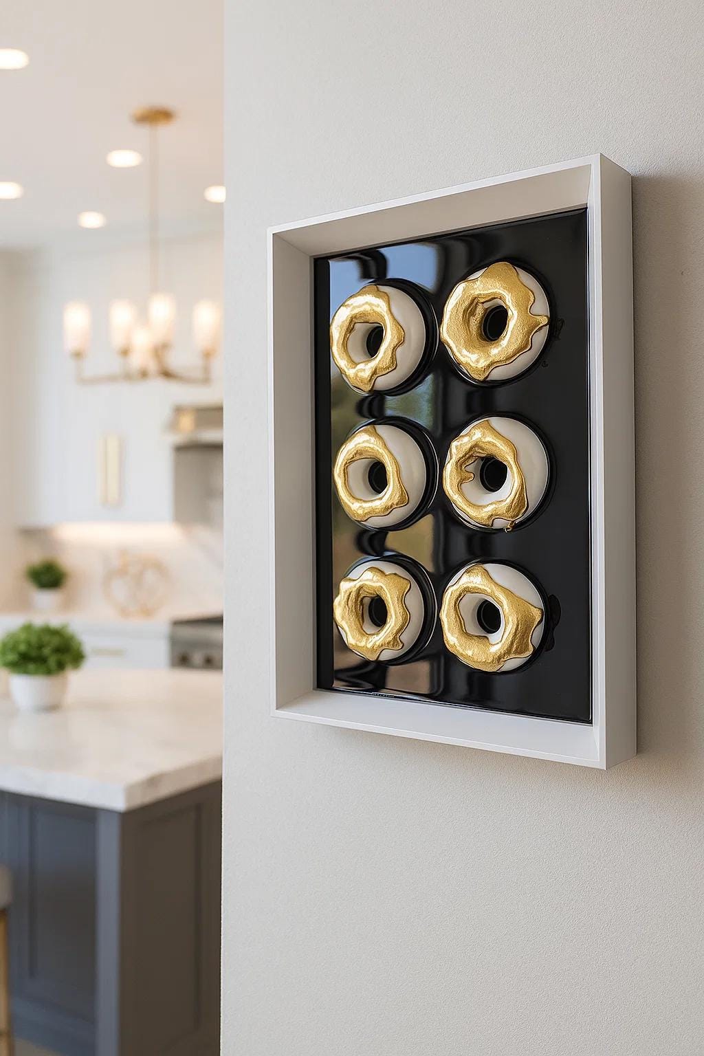 Elegant Black & White Donut Art