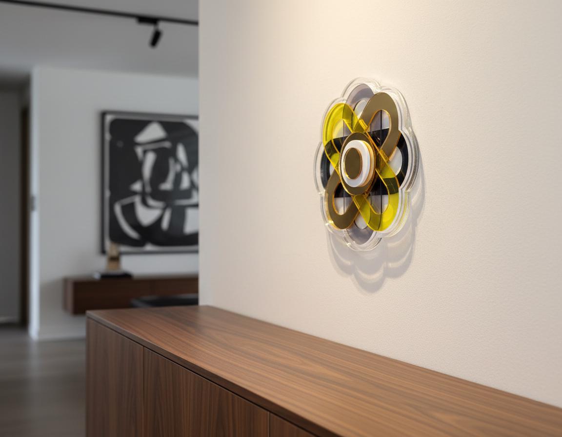 Geometric 3D Layered Wall Flower - Gold