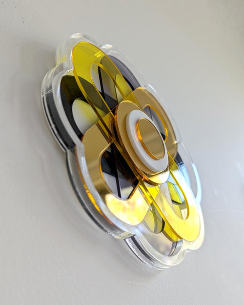 Geometric 3D Layered Wall Flower - Gold