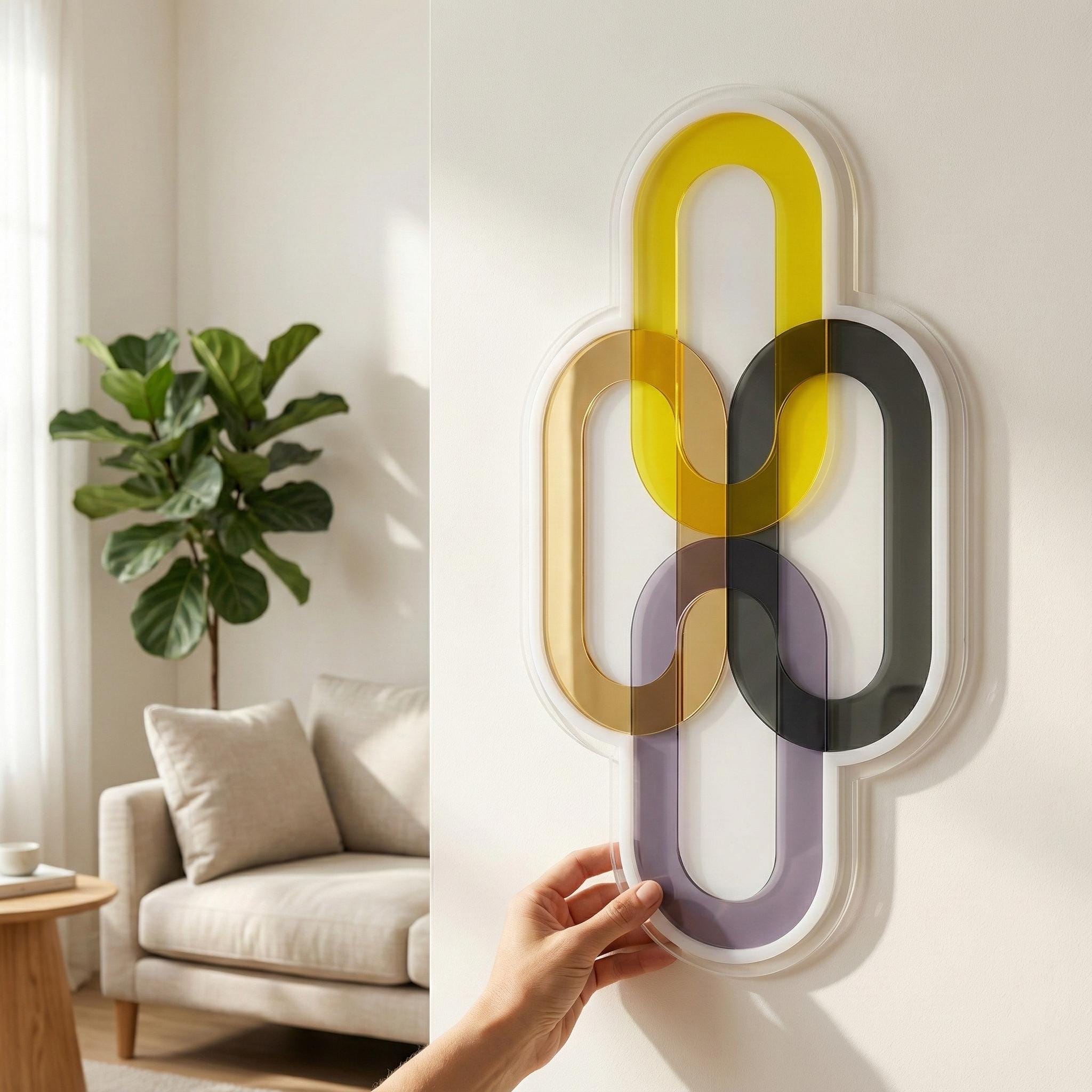 Geometric Sculptural Design with Color Transparency - Gold Black