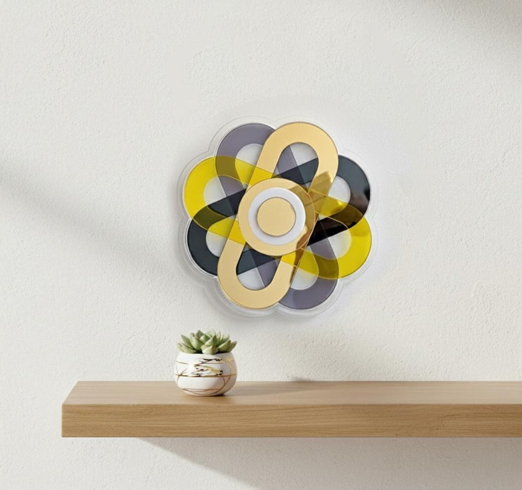 Geometric 3D Layered Wall Flower - Gold