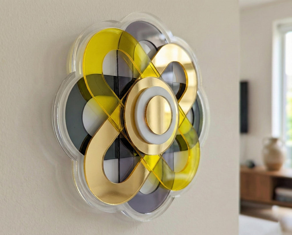 Geometric 3D Layered Wall Flower - Gold