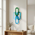 Geometric Sculptural Design with Color Transparency - Blue Green