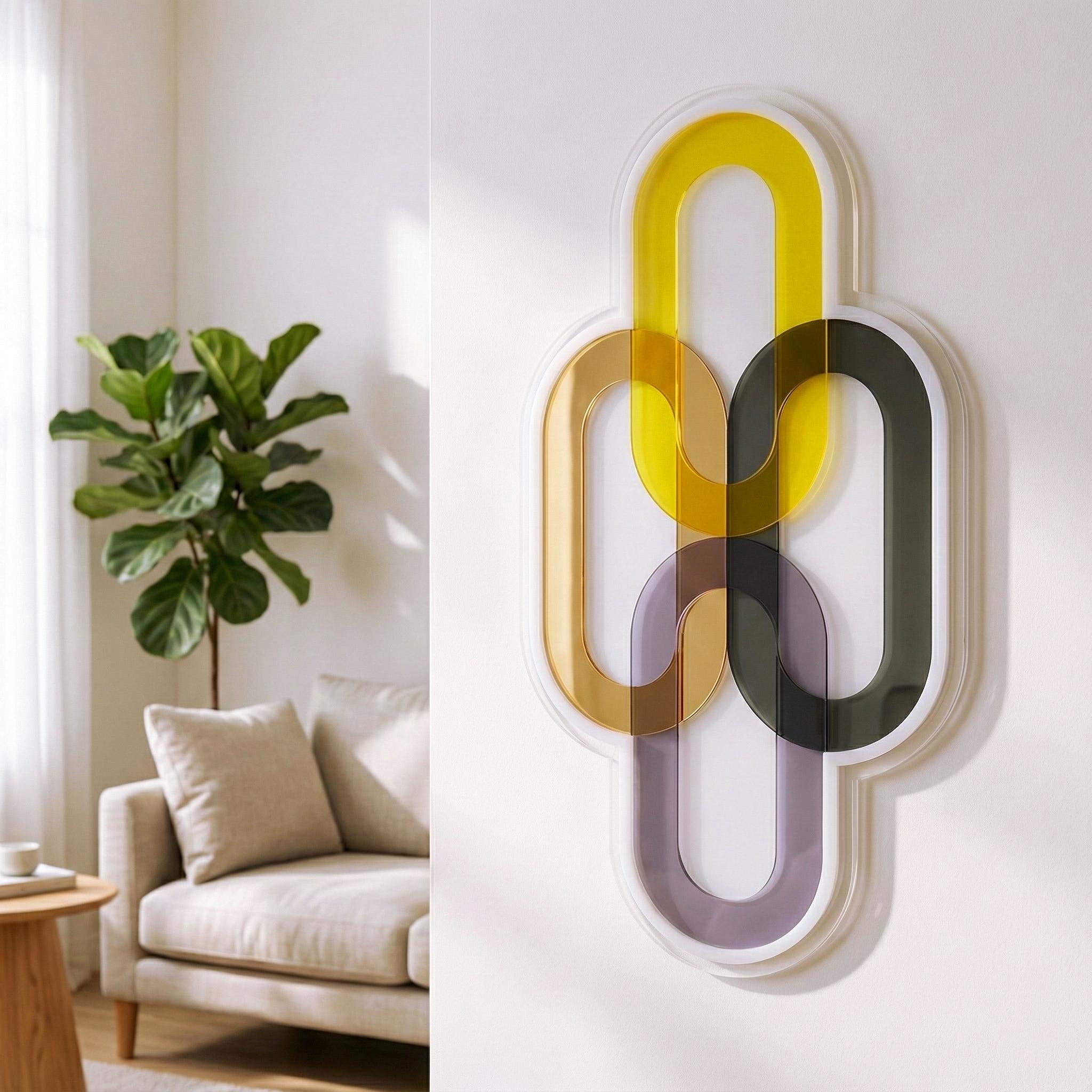 Geometric Sculptural Design with Color Transparency - Gold Black