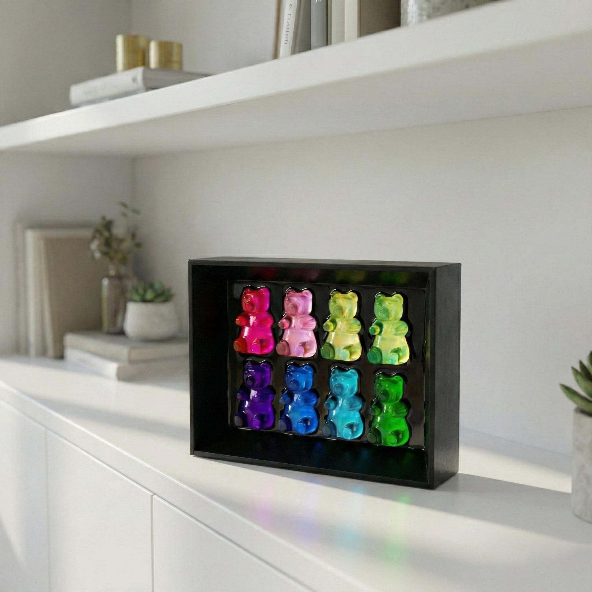 Colorful Gummy Bear Epoxy Art for Nursery or Shelf Decor