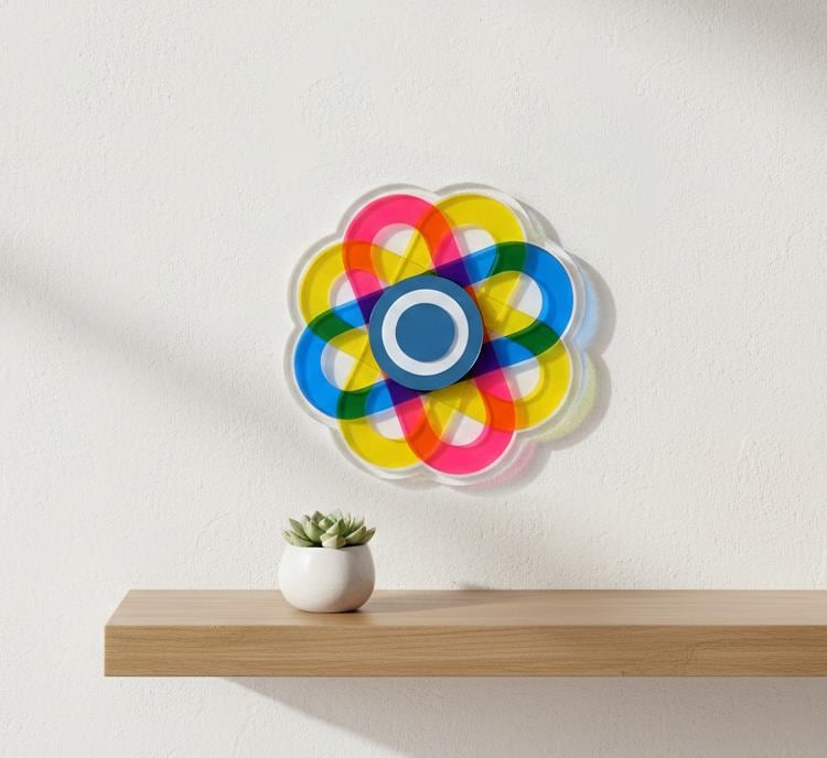 Geometric 3D Layered Wall Flower - CMY
