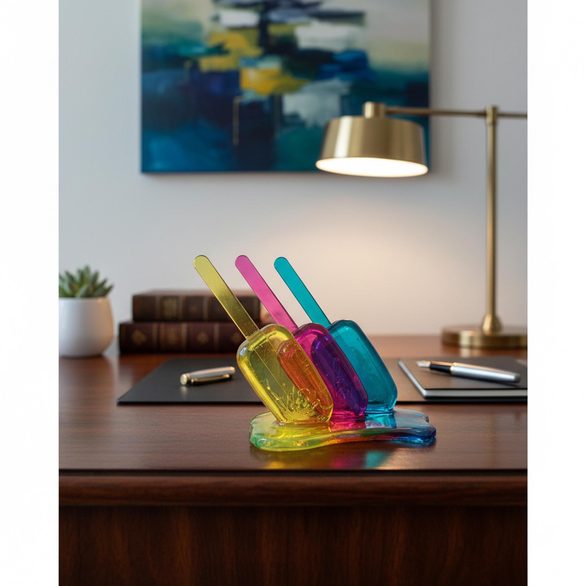 Handmade CMY Resin Popsicle Sculpture