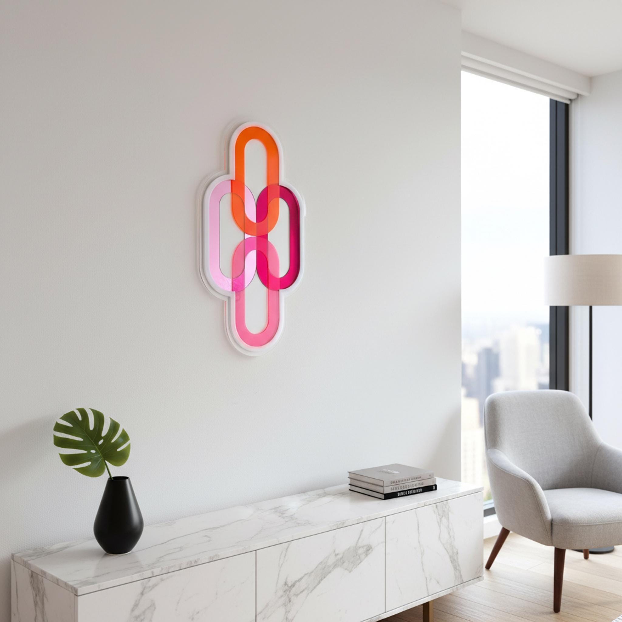Geometric Sculptural Design with Color Transparency - Reds Pink