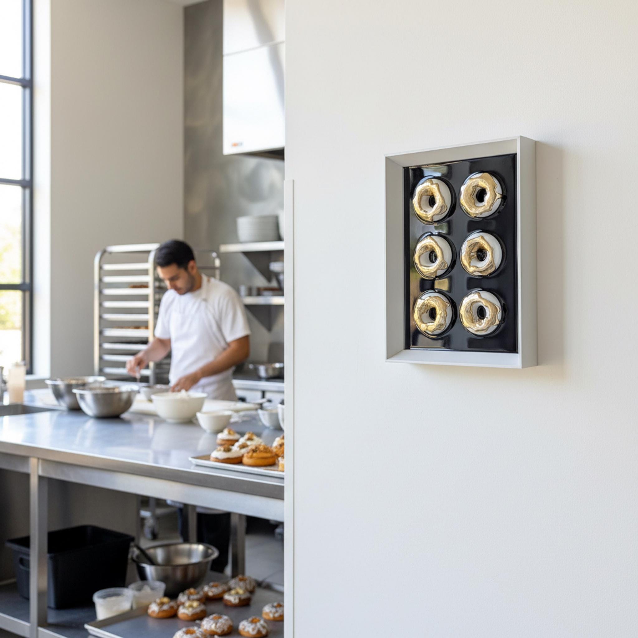Elegant Black & White Donut Art