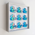 Iridescent Ducks Pop Art in Metal Frame