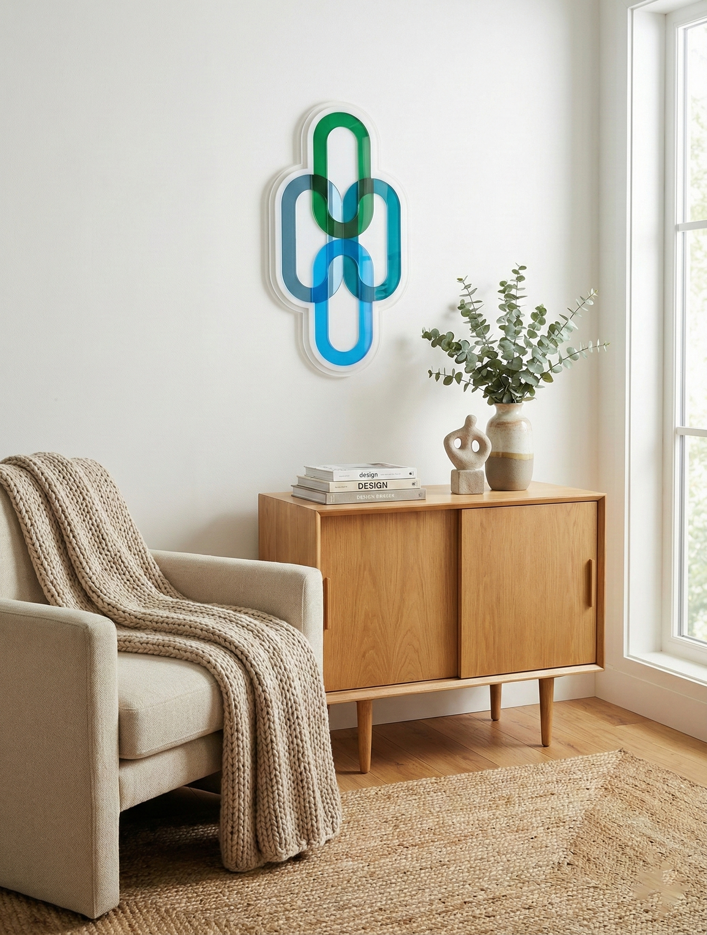 תכשיט קיר משולב מראות כחולות