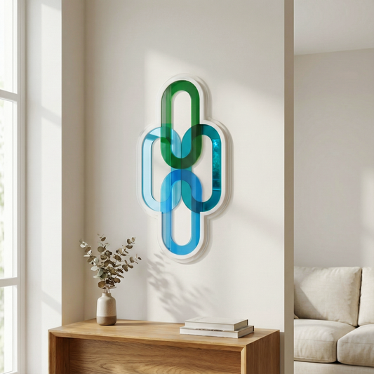 תכשיט קיר משולב מראות כחולות