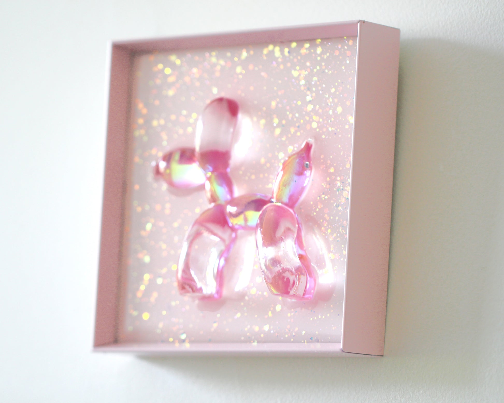 Pink Holographic Balloon Dog Wall Hanging Pop Art - Talush Art Pink Holographic Balloon Dog Wall Hanging Pop Art