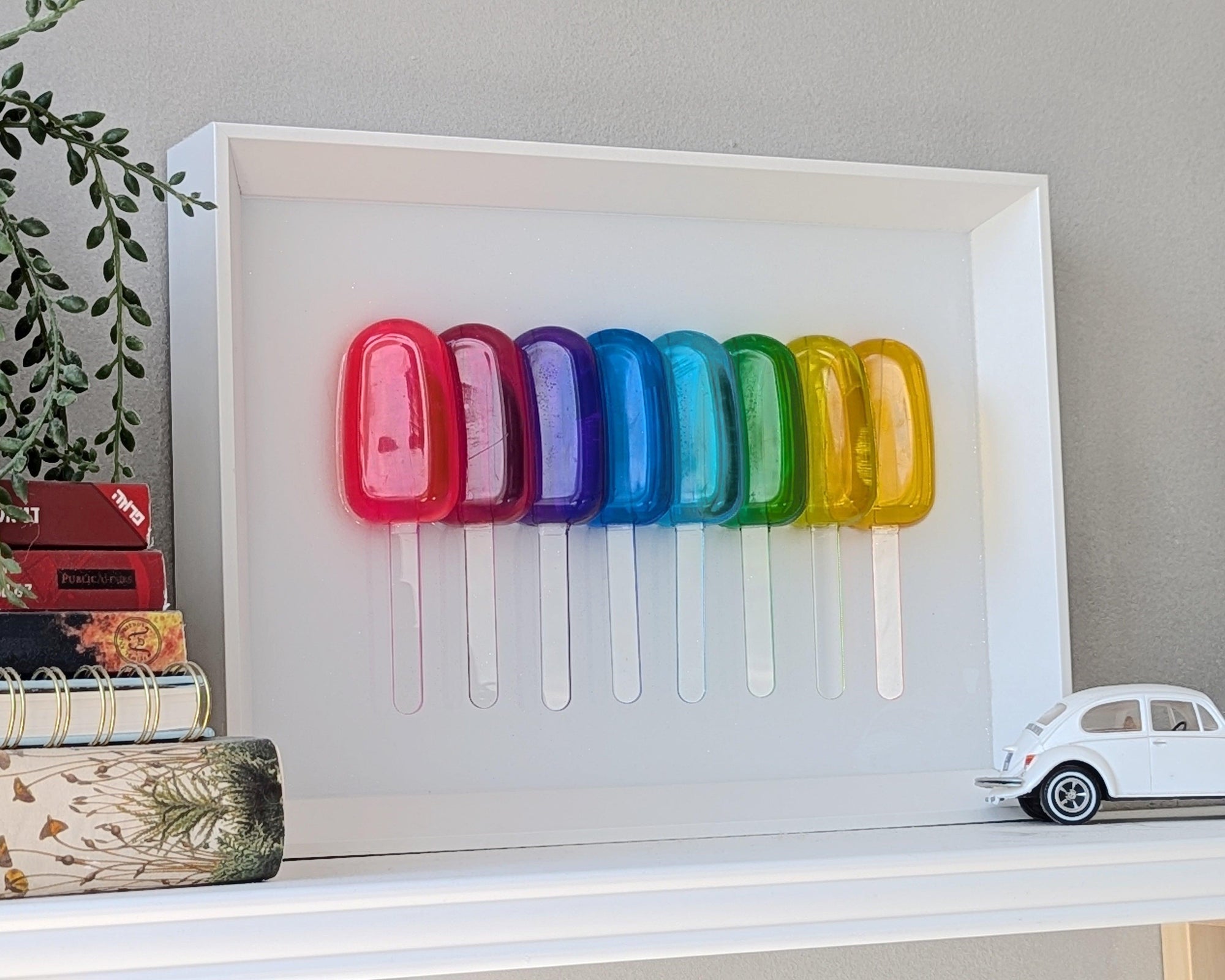 Rainbow popsicles sculpture, wall Hanging art - Talush Art