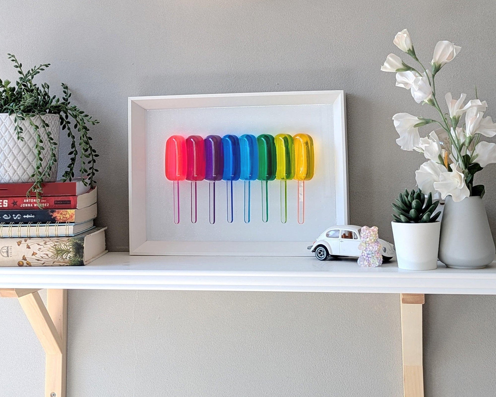 Rainbow popsicles sculpture, wall Hanging art - Talush Art