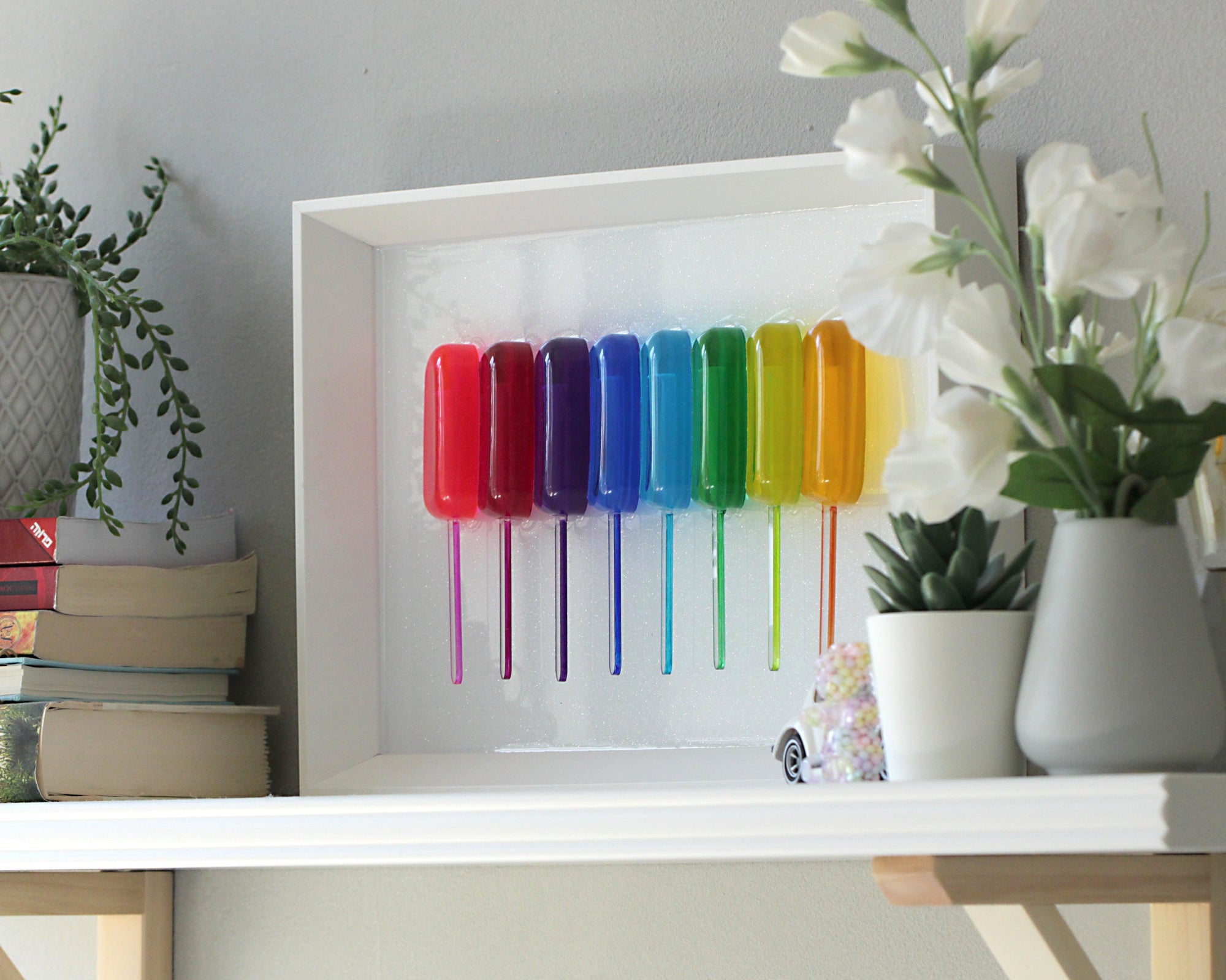 Rainbow popsicles sculpture, wall Hanging art - Talush Art