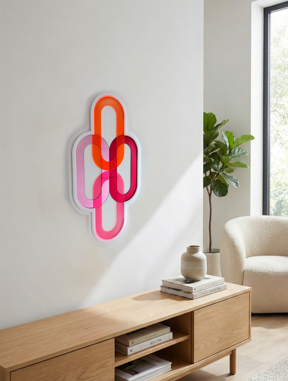 תכשיט קיר משולב מראות אדום ורוד