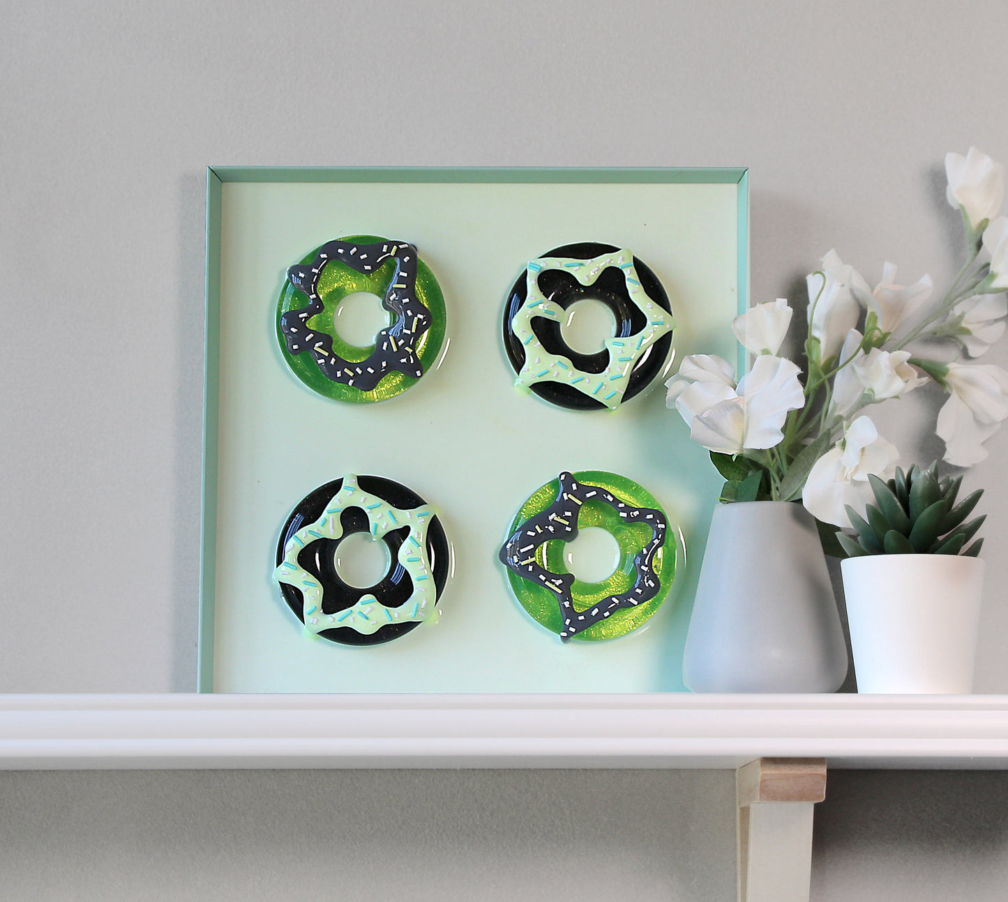 Black and Green Color Donuts Wall Decoration