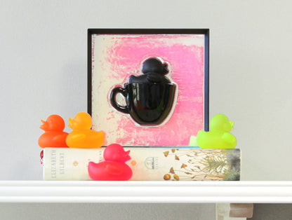 Black Duck in Black Coffee Cup Wall Decoration